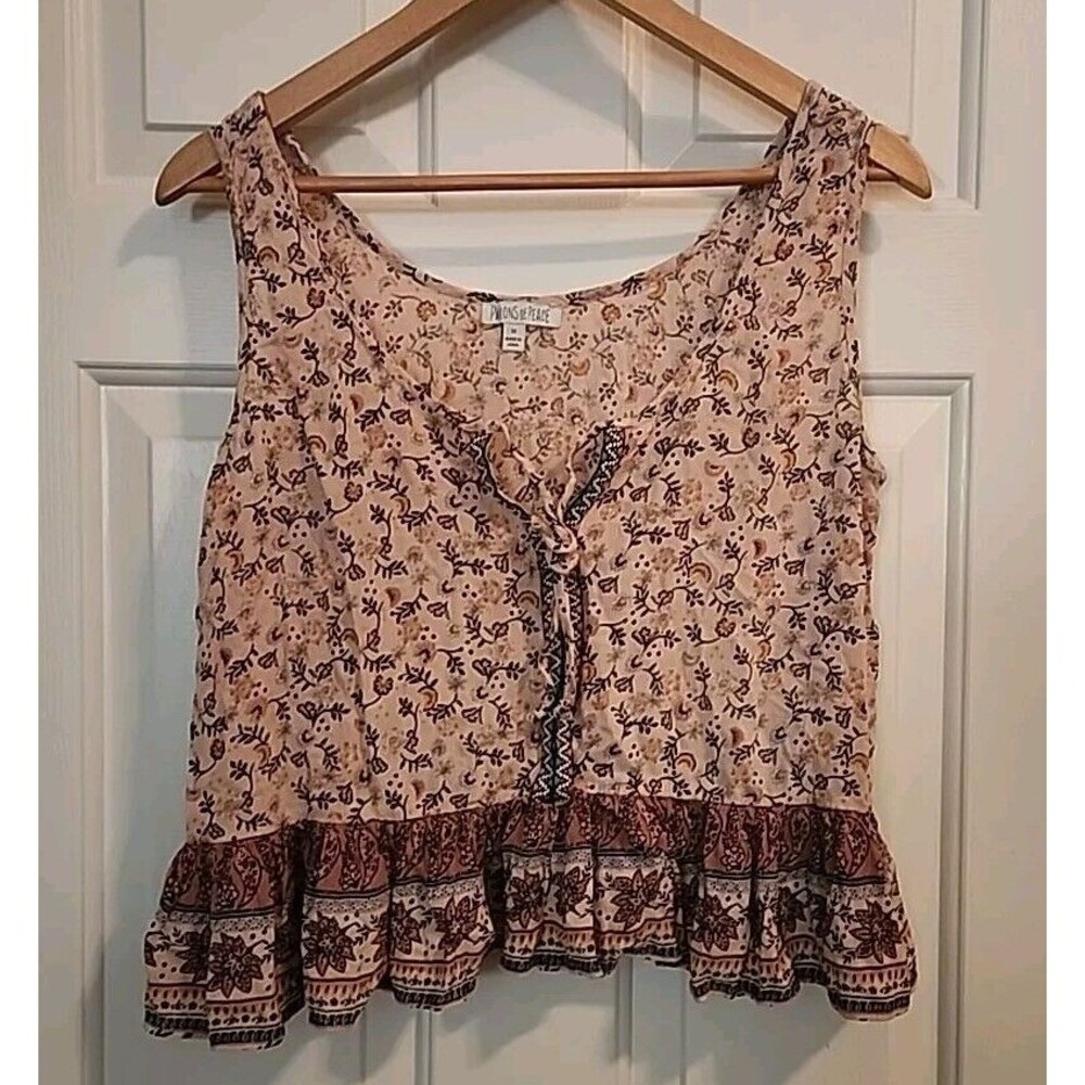 Patrons Of Peace Womens Medium Tops Lot Of 2 Sleevless Floral Boho Cottage Core - Picture 15 of 16